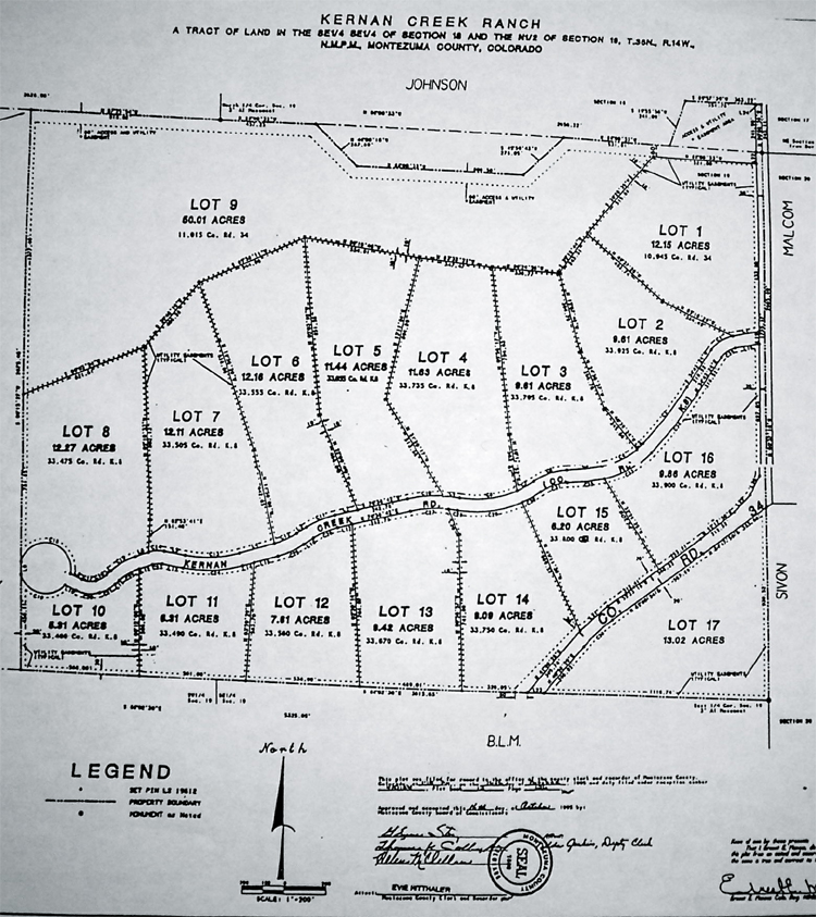 Kernan Creek Ranch Subdivision Plat Map